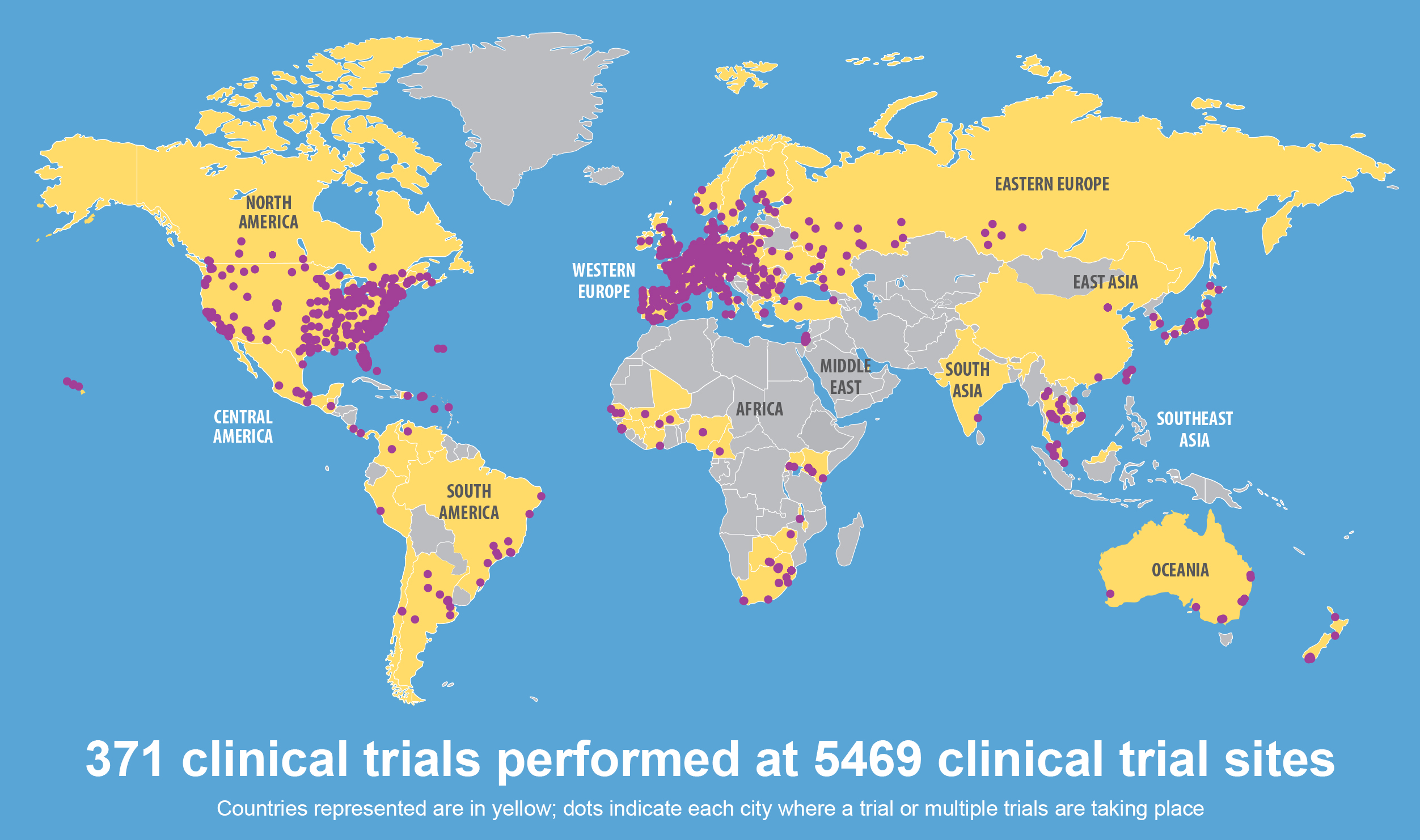 world map clinical trial sites
